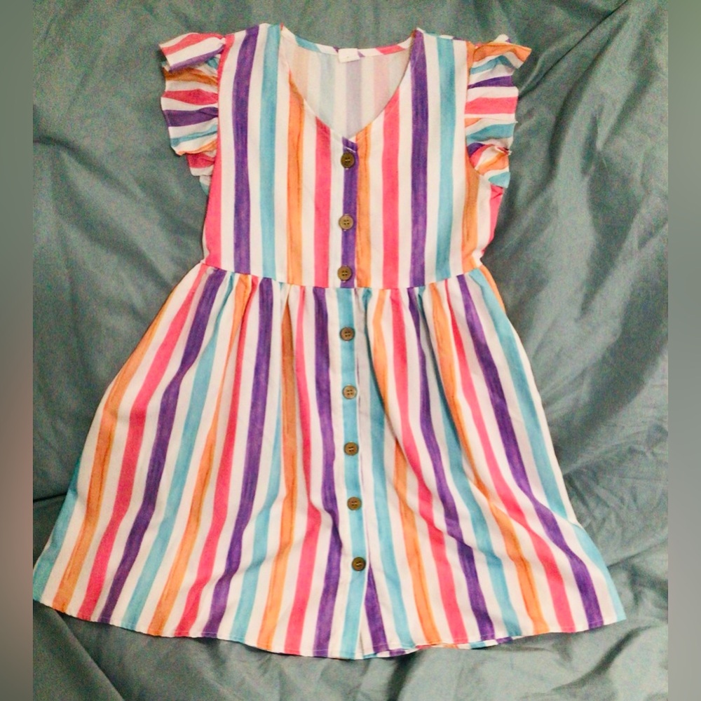 SHEIN Colorful Striped Kids Dress